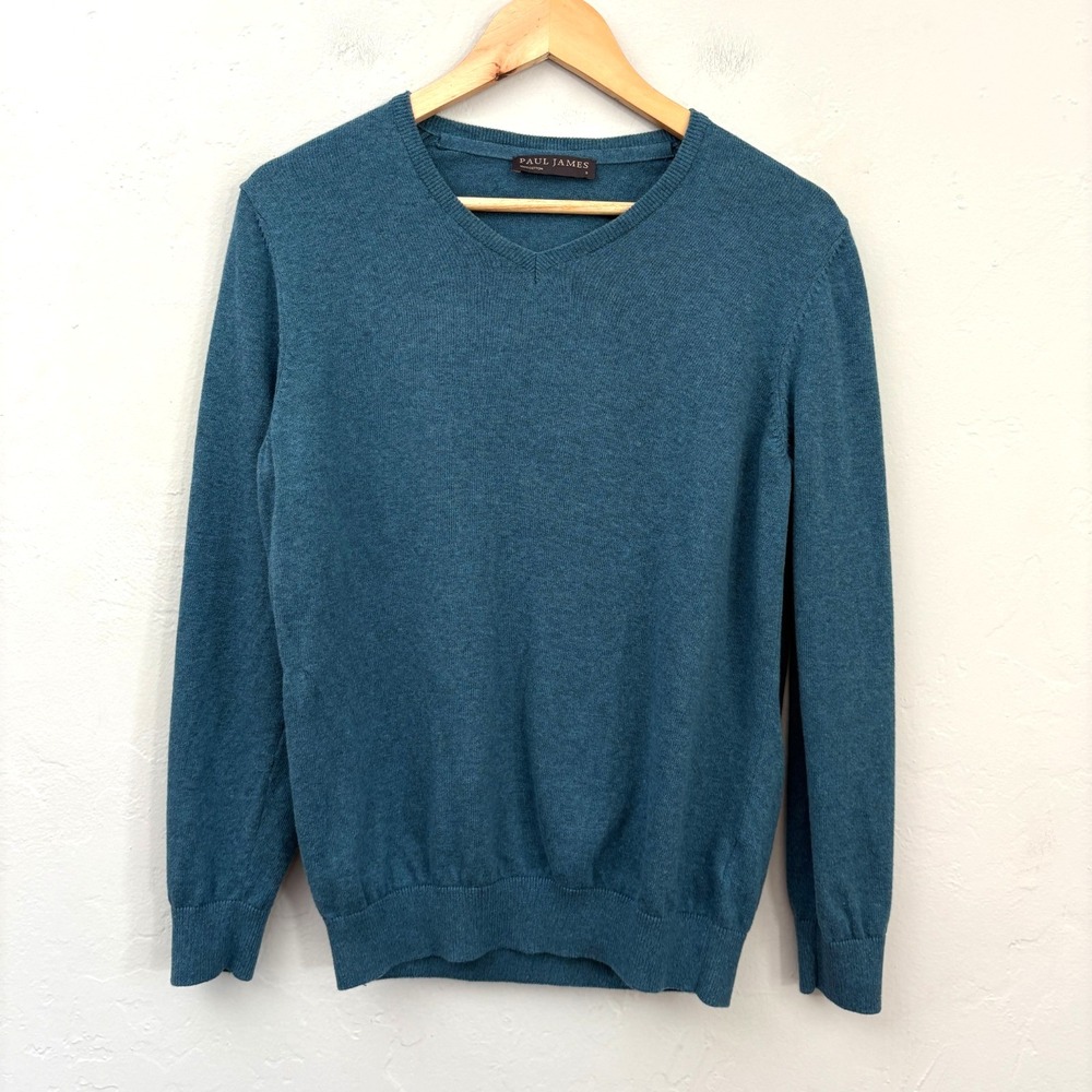 Paul James Sweater Men Size Small Blue Cotton Long Sleeve Pullover
